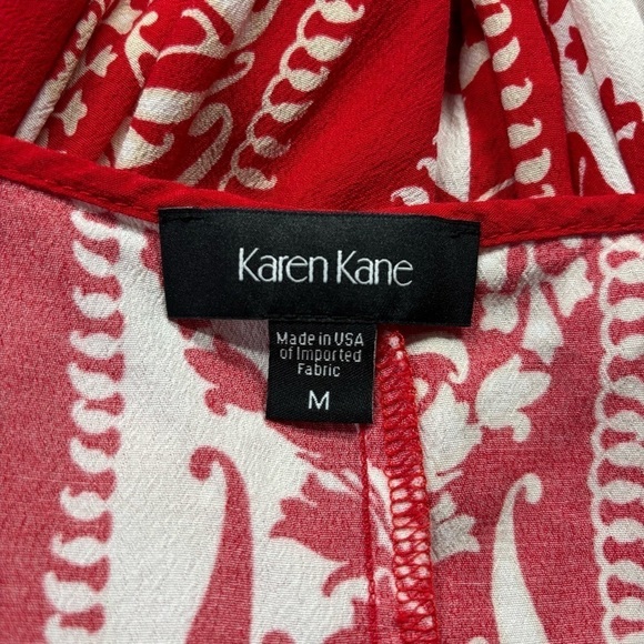 Karen Kane Dress Womens Medium Midi Side Slit Long Red Spaghetti Straps Resort - Picture 2 of 7